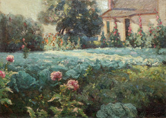 Cabbage Patch and Hollyhocks