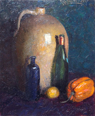 Still Life with Stoneware and Pumpkin by Ferdinand Louis Schlemmer