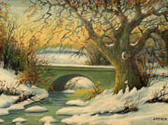 Winter Stream with Bridge