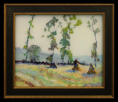 Corn Shocks and Poplars