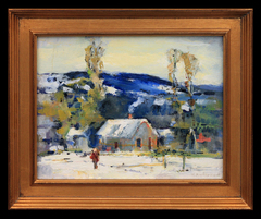 Brown County Winter Cabin with Figure